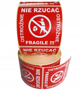 NIE RZUCAĆ FRAGILE  etykieta samoprzylepna naklejka 1000szt.