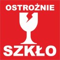 OSTROŻNIE SZKŁO etykieta samoprzylepna naklejka 1000szt.