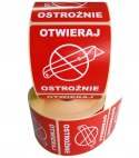 OTWIERAJ OSTROŻNIE etykieta samoprzylepna naklejka 1000szt.