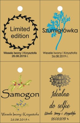 ZAWIESZKI na wódkę alkohol butelki EKO wesele25szt